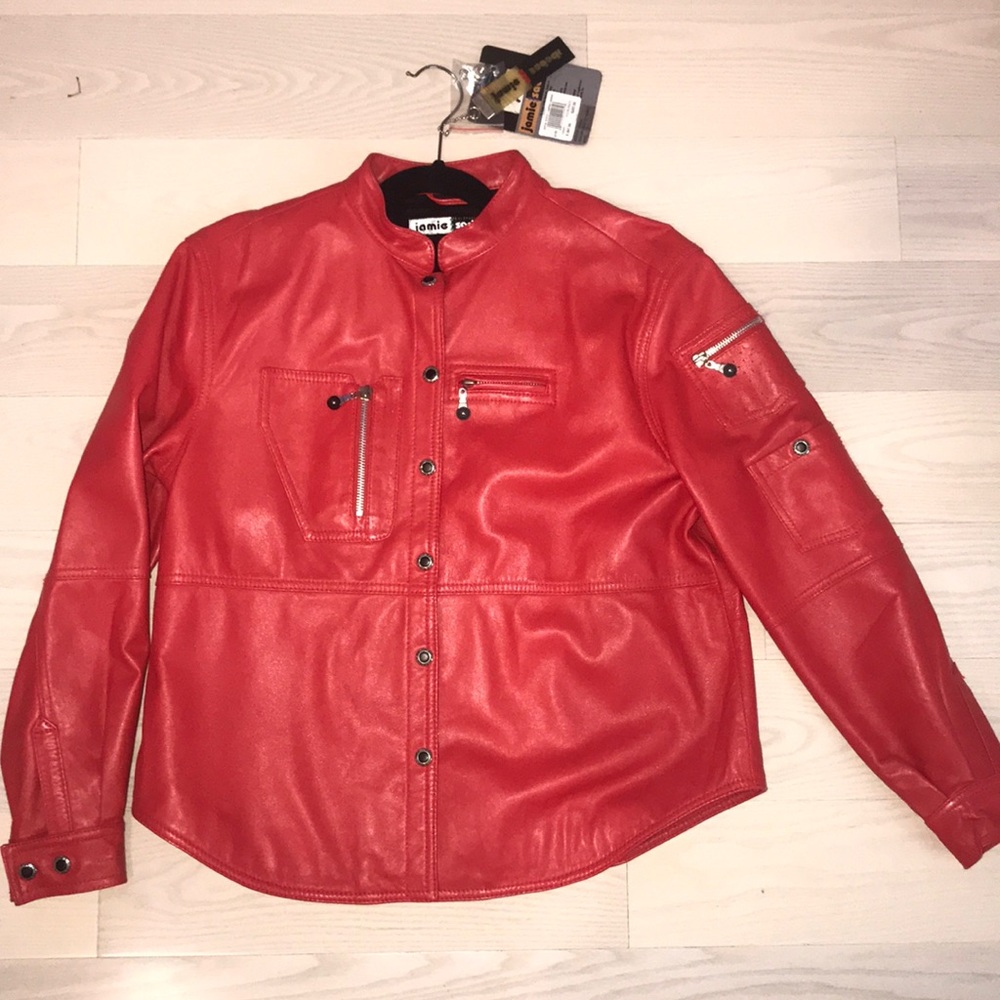 EUC Jamie Sadock RED soft Leather bomber jacket